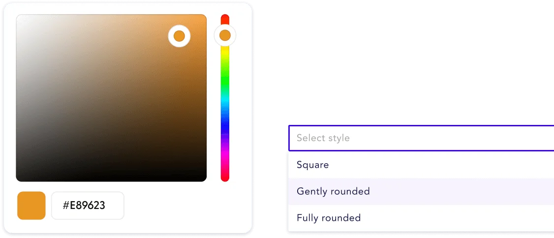 Graphic illustrating the out-of-the-box user experience for selecting the color and border style of elements