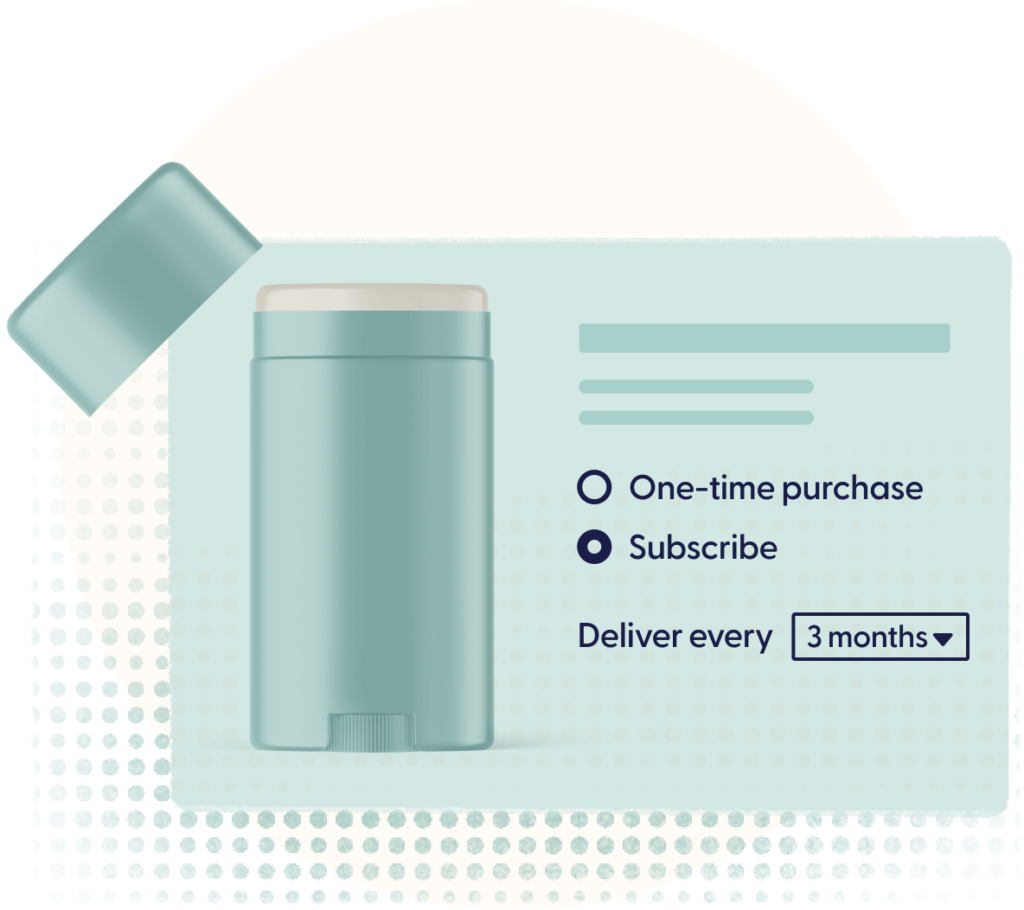 Beauty and Personal Care product with the option of a one time purchase or a subscription with a custom delivery frequency every 3 months