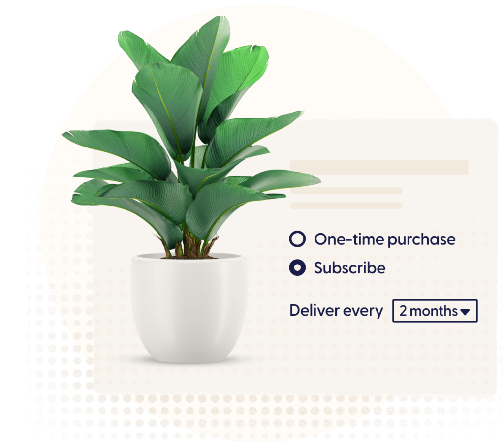 Home goods product with the option of a one time purchase or a subscription with a custom delivery frequency every 2 months