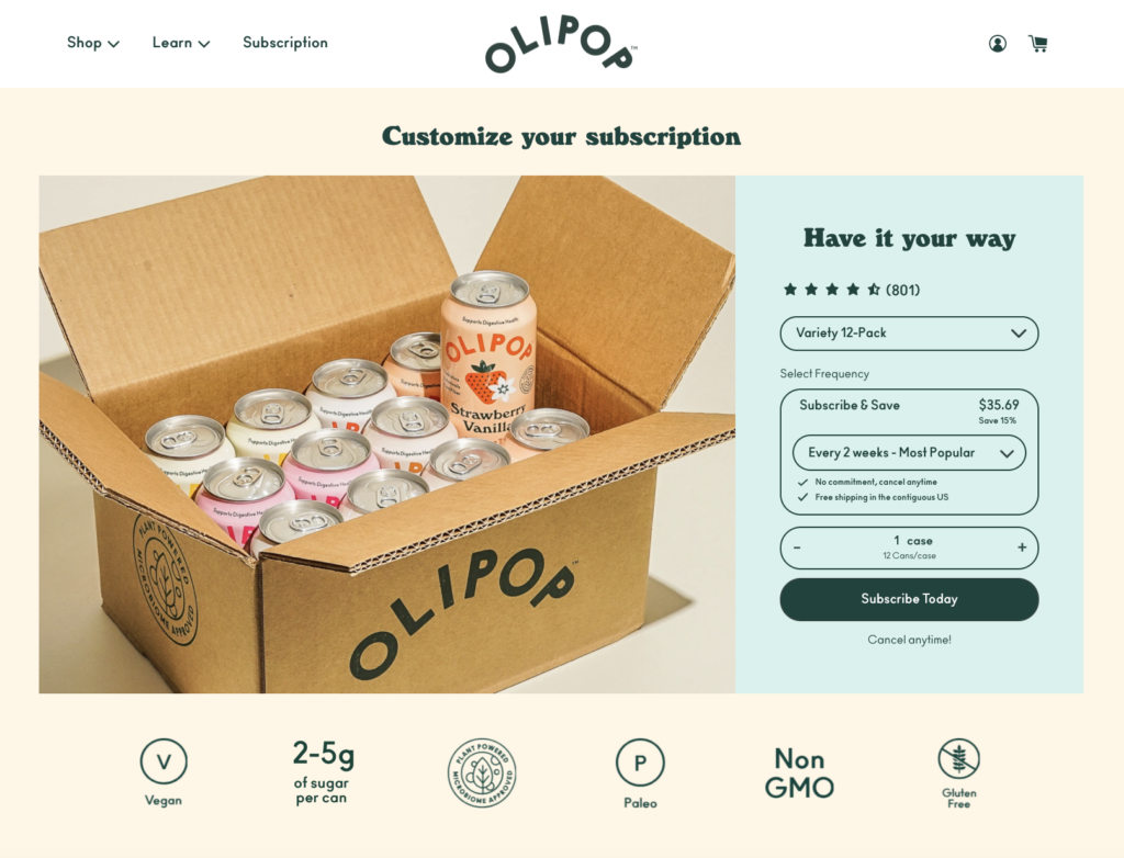 How to write the best subscription landing page - OLIPOP