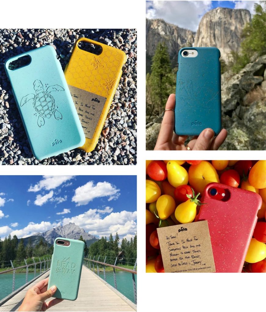Customers proudly share their eco-friendly Pela phone cases.
