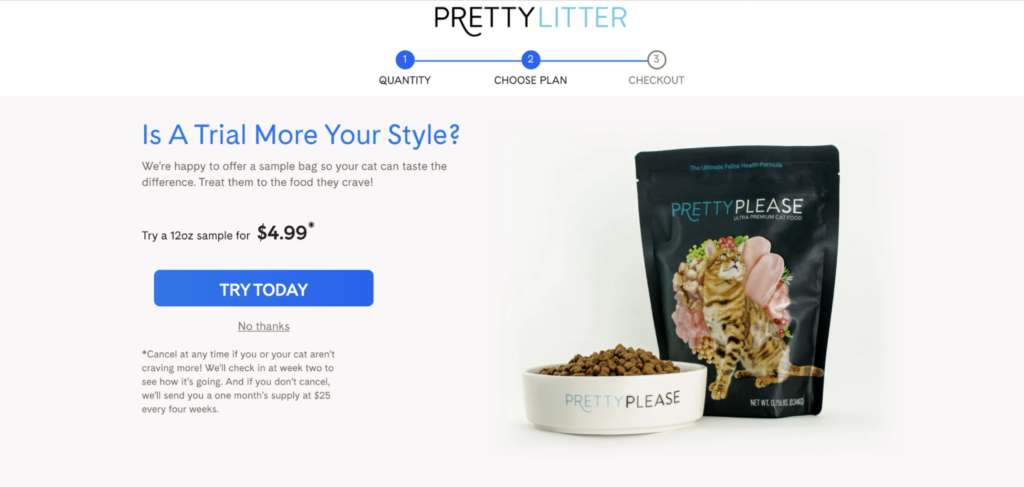 Pretty litter pet subscription box focuses on cat litter, but also offers food samples