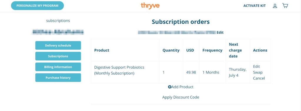 thryve checkout