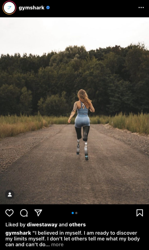 Instagram post showing Gymshark's user generated content for ecommerce social media marketing.