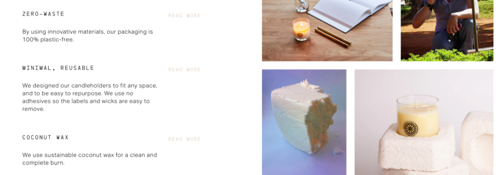 This screenshot from Keap Candles shows images on the right with text on the left.