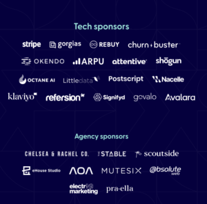 A variety of logos from the various tech and agency sponsors that supported ChargeX.