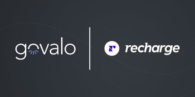 The logos of Govalo and Recharge payments on a dark background