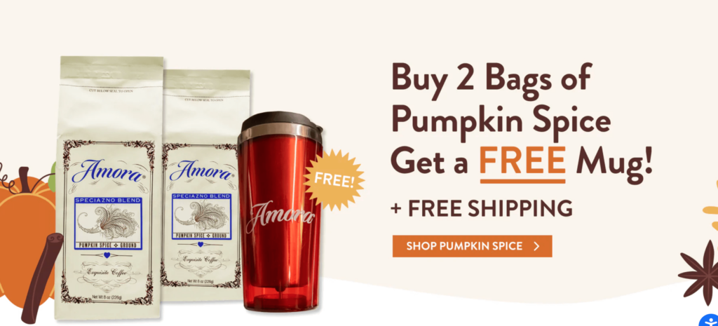 Amore Coffee offers a free mug with a purchase.
