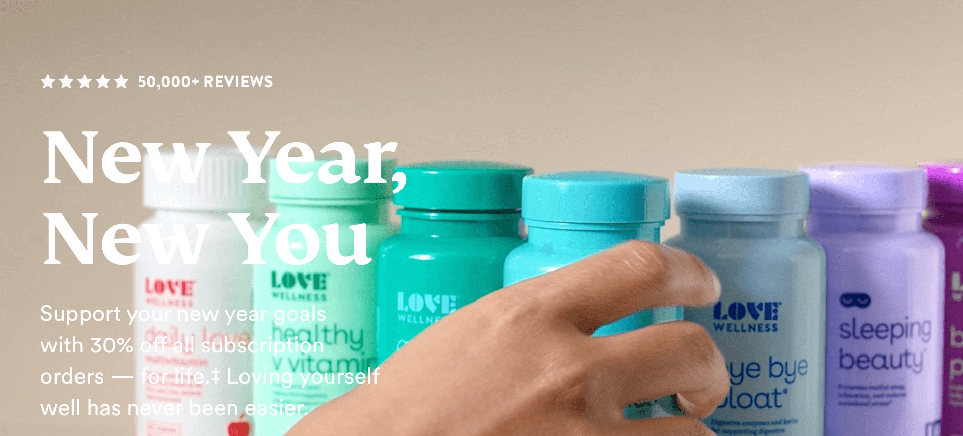 Love Wellness shows a video on their homepage, showcasing their products.