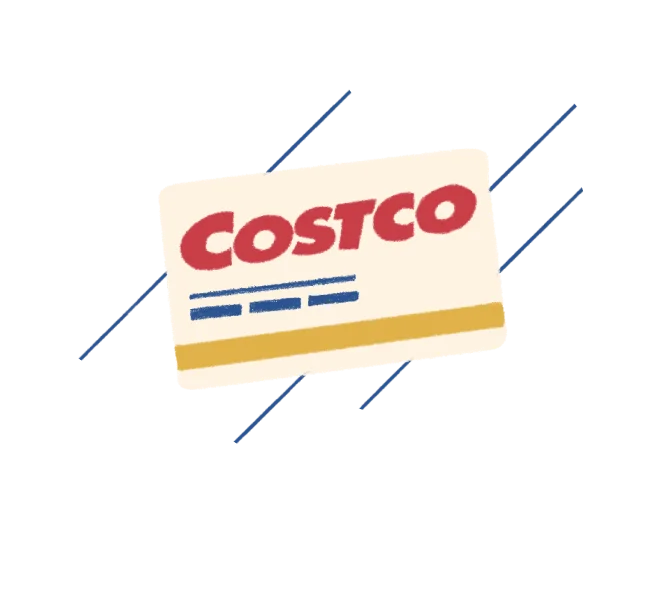 Illustration of a Costco membership card with decorative lines