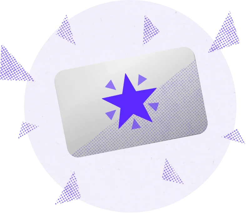 A rounded rectangle with star graphic inside, signifying a membership, surrounded by a circle and triangular accents
