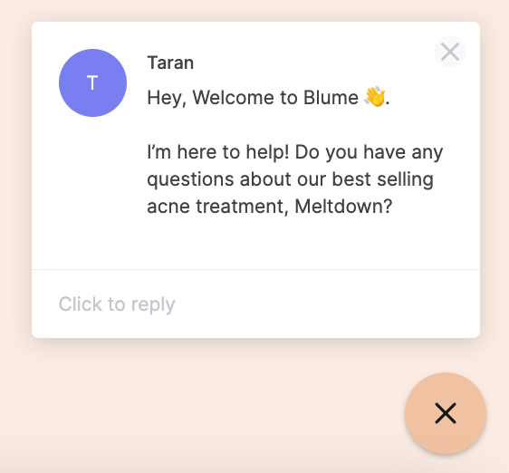 Blume offers customer support via chat.