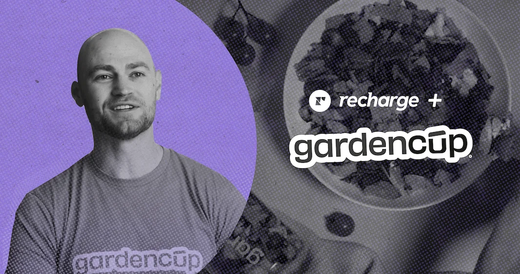Video poster for the Gardencup + Recharge merchant testimonial video, featuring Brad Savage, Founder & Chief Convenience Officer, Gardencup