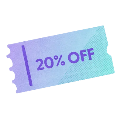 Illustration of a paper ticket coupon for 20% off