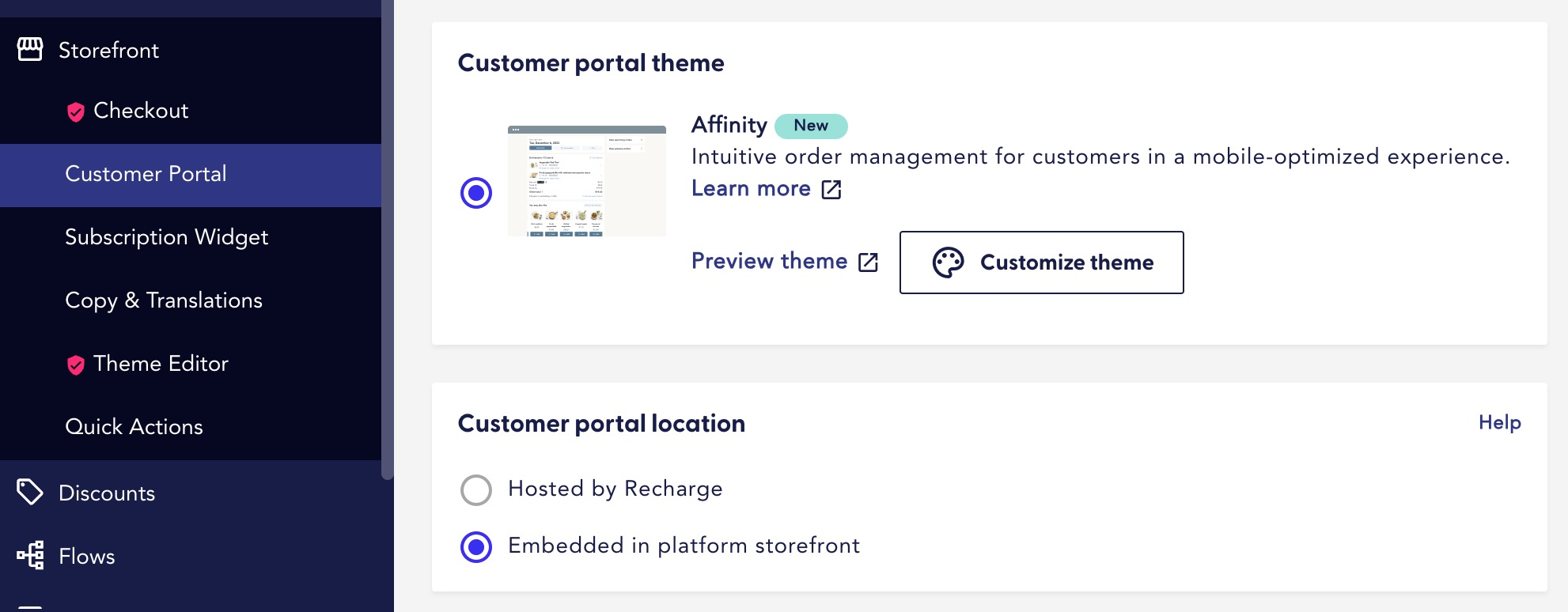 Customer portal theme